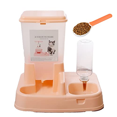 XJDZ Futterautomat Automatischer Wasserspender Mit Löffel rutschfeste Hunde Katzen Futternapf Set Mit 400ml Flasche (Color : Orange) von XJDZ