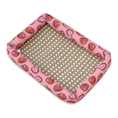 XJHKG Kühlmatte für Hundebetten, Atmungsaktiv Rattan Kühlendes Hundebett für Katzen und Hunde(Pink,L) von XJHKG