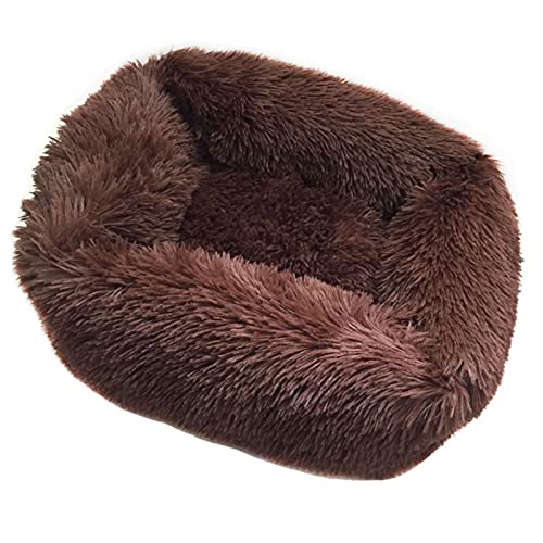XJHKG Weiches Donut Hunde Katzenbett, Wärmendes Plüsch Haustierkissenbett mit Rutschfester Unterseite(Brown,XL) von XJHKG