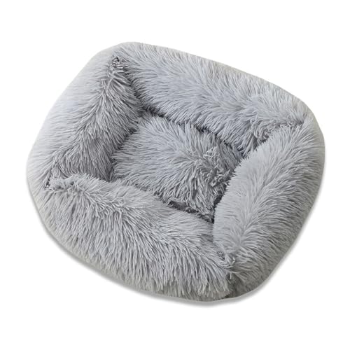 XJHKG Weiches Donut Hunde Katzenbett, Wärmendes Plüsch Haustierkissenbett mit Rutschfester Unterseite(Gray,XL) von XJHKG