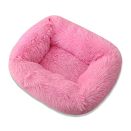 XJHKG Weiches Donut Hunde Katzenbett, Wärmendes Plüsch Haustierkissenbett mit Rutschfester Unterseite(Pink,XL) von XJHKG