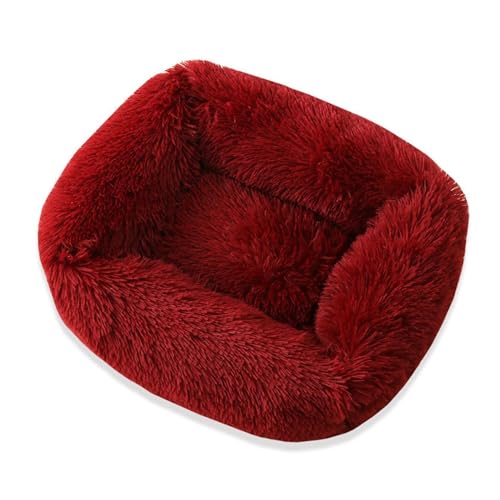 XJHKG Weiches Donut Hunde Katzenbett, Wärmendes Plüsch Haustierkissenbett mit Rutschfester Unterseite(Red,XL) von XJHKG