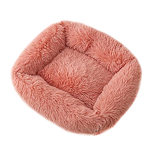 XJHKG Weiches Donut Hunde Katzenbett, Wärmendes Plüsch Haustierkissenbett mit Rutschfester Unterseite(Salmon,XS) von XJHKG