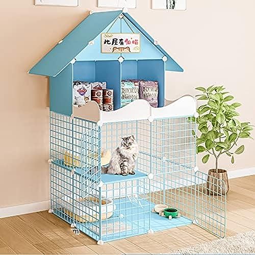 2-stöckiger Katzenkäfig für den Innenbereich, großer Katzenlaufstall, Metalldraht, Katzenkäfig, Kleintierkäfig für Kätzchen, Haustier-Nerze, ideal für 1–2 Katzen, Blau, C 2-stöckiger Katzenkäfig für den Innenbereich, großer Katzenlaufstall, Metalldraht, Katzenkäfig, Kleintierkäfig für Kätzchen, Haustier-Nerze, ideal für 1–2 Katzen, Blau, C von XJKBZGE
