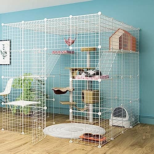 Katzenkäfig, großer Katzenkäfig, Katzenhaus, Käfig aus Metalldraht, abnehmbare Katzenkäfige für den Innenbereich, großer Katzenkäfig mit 4 Etagen, passend für 1–5 Katzen, 147 cm x 147 cm x 1 Katzenkäfig, großer Katzenkäfig, Katzenhaus, Käfig aus Metalldraht, abnehmbare Katzenkäfige für den Innenbereich, großer Katzenkäfig mit 4 Etagen, passend für 1–5 Katzen, 147 cm x 147 cm x 1 von XJKBZGE