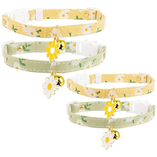 2pcs Katzenkragen, einstellbares niedliches Kätzchenkragen mit Bell & Safety Buckle & Flower Decor, geeignet für Mädchen und Jungen, S, Erholungskragen Kegel von XJKLBYQ