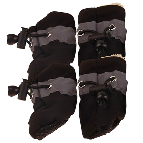 4pcs Hundeschuhe Pfotenschutz - Hunde Stiefel mit Gurten Anti -Schlupf -Gummi -Haustierstiefel Wasserdichtem Winter Schnee für kleine mittelgroße Hunde Größe 6 von XJKLBYQ