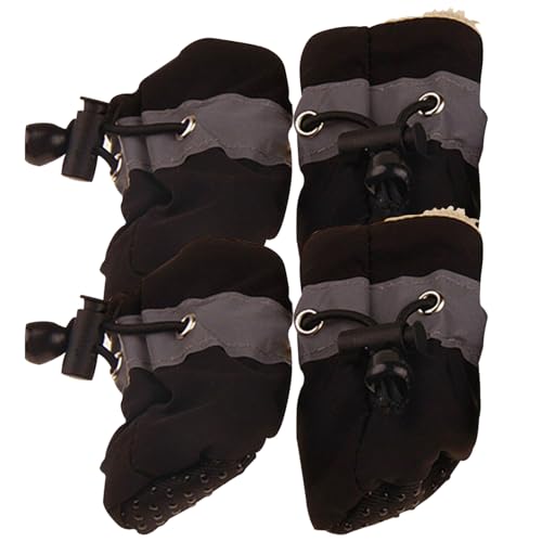 4pcs Hundeschuhe Pfotenschutz - Hunde Stiefel mit Gurten Anti -Schlupf -Gummi -Haustierstiefel wasserdichtem Winter Schnee für kleine mittelgroße Hunde Größe 5 von XJKLBYQ