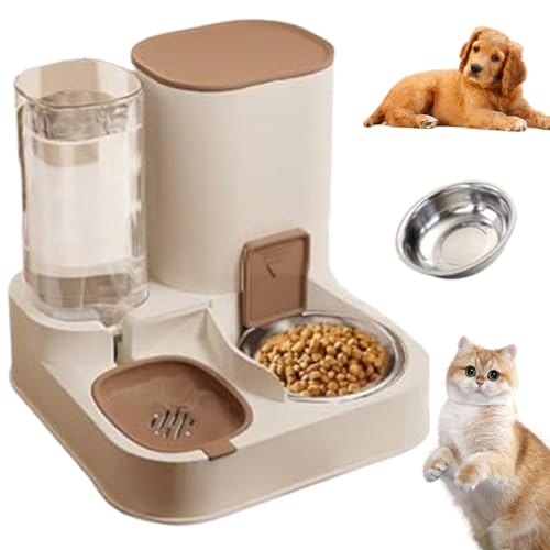 Automatische Katzenfutterautomaten 2 in 1 Edelstahl- und PP Automatische Katzenfutter- und Wasser -Dispenserin Abnehmbarer Lebensmittelspender für kleine Hunde Katzenbraun Wasser Automatische Katzenfutterautomaten 2 in 1 Edelstahl- und PP Automatische Katzenfutter- und Wasser -Dispenserin Abnehmbarer Lebensmittelspender für kleine Hunde Katzenbraun Wasser von XJKLBYQ