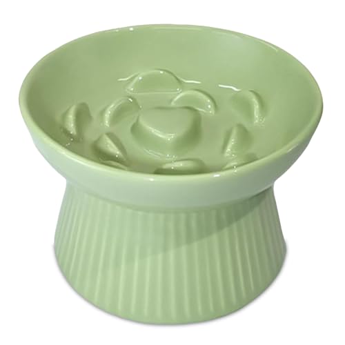 Ceramic erhöhte langsame Feeder-Katzenschale, langsame Feeder-Katzenschale, kreative Blumenkeramik-Katzenschale mit Stabiler Basi von XJKLBYQ