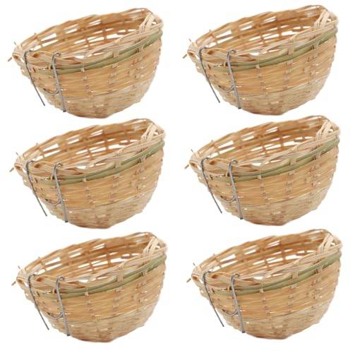 Handgewebte Nest -Käfig -Haus, Bird -Bambus -Nest, 6pcs schlüpfende Zuchthöhle mit Haken für Papagei, Kanarien- oder Kakero- oder andere Vögel von XJKLBYQ