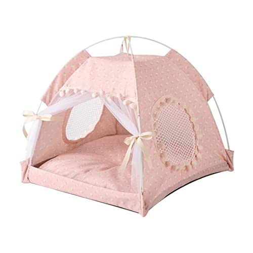 Haustierzeltbett für Hunde und Katzen, waschbarer Prinzessin Zwingerhaus für kleine und mittlere Haustiere, weiches Innenkissenbett für Welpen & Kitty (Sommerstil) von XJKLBYQ