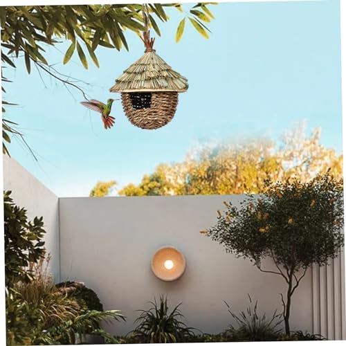 Hummingbird House, Hummingbird Swing für außen, Ballform, handgewebt, robust, aus natürliches Gras, perfekt für Garten -Terrassen -Rasenbüro Innenräume von XJKLBYQ