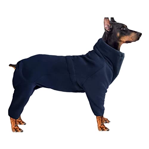 Hund Fleece Pullover Pyjamas, Hund Wintermantel, Haustier Windfestes kaltes Wetter Jacke Weste, gemütlicher Onesie -Outfit -Outfit -Kleidungsstück mit Ärmeln für kleine mittelgroße Hunde (Marine/n) von XJKLBYQ