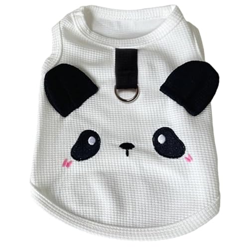 XJKLBYQ Hunde Sommerkleidung, atmungsaktive ärmellose Hundehemden, Panda -Musterweste mit D -Schnalle für kleine mittelgroße Haustiere von XJKLBYQ