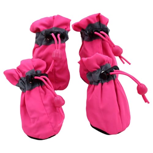 XJKLBYQ Hunde Winterstiefel, 4pcs Thermalstoffhundschuhe mit Ziehstiefel, Nicht rutscher schützender roter Schneeschuh für Kleinse Größe, Größe 1, 1 von XJKLBYQ