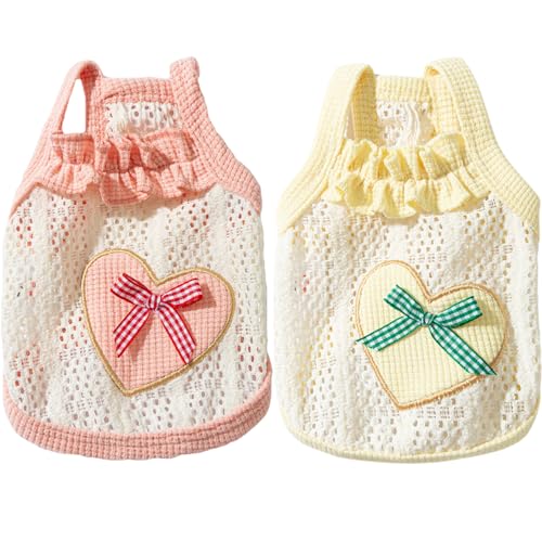 Hundekleid, 2pcs süße Hundemäle, atmungsaktives Stoffhemd mit Herz und Bogendekoration, weiche Haustierkatzen Welpenkleidung für den Frühlingssommer, geeignet für 3-4 Pfund Hundekleid, 2pcs süße Hundemäle, atmungsaktives Stoffhemd mit Herz und Bogendekoration, weiche Haustierkatzen Welpenkleidung für den Frühlingssommer, geeignet für 3-4 Pfund von XJKLBYQ