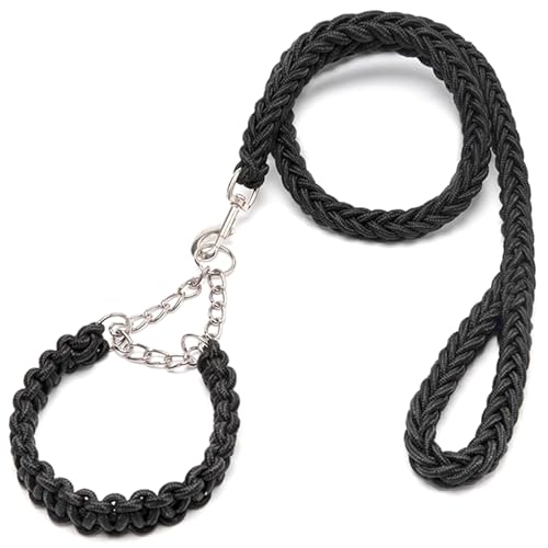 Leine für große Hunde, die 51in geflochtene Nylonhundleine mit Metallclip & Loop-Griff für Gehen im Freien, Schwarz, für 19-32, 5 kg, Basisleine passen Leine für große Hunde, die 51in geflochtene Nylonhundleine mit Metallclip & Loop-Griff für Gehen im Freien, Schwarz, für 19-32, 5 kg, Basisleine passen von XJKLBYQ