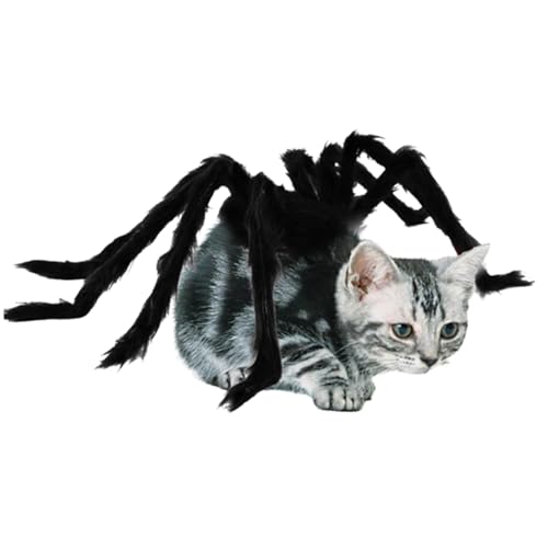 Pet Cosplay Spider Kostüme, Hunde Spider Halloween Kostüm Realistische Plüschhund -Spinnenkostüme mit hellen Augen und verstellbarem selbstklebbarem Riemen für Halloween -Party -Haustierkleid -Outfit von XJKLBYQ