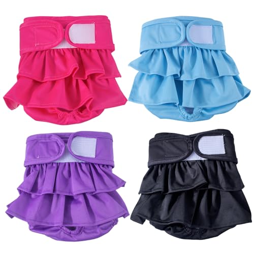 Waschbarer Hundewindeln Rock | 4pcs Hund Windeln Weibliche, einstellbare absorbierende Wiederverwendbare Hundewindeln mit Paste, Dehnbare leckdichte Haustierwindeln Waschbarer Hundewindeln Rock | 4pcs Hund Windeln Weibliche, einstellbare absorbierende Wiederverwendbare Hundewindeln mit Paste, Dehnbare leckdichte Haustierwindeln von XJKLBYQ