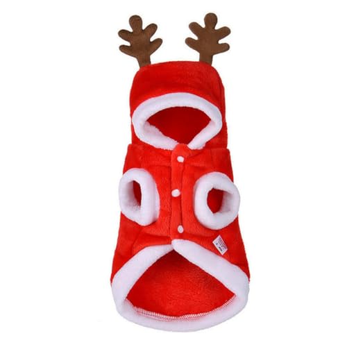 XJKLBYQ Elk Hund Weihnachtskleidung, Haustierkostüm Hoodie Samtmantel, Welpe Weihnachtskleid Warmer Partyanzug für Teddy, Yorkshire Terrier, Chihuahua, Pomeranische Festgeschenke (m) von XJKLBYQ