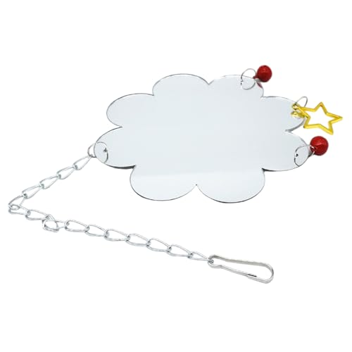 XJKLBYQ Vogelspiegel, acrylblütenförmige Hühnerspiegel mit Bells Star Anhänger, 18, 1 x 6, 3 Zoll Hangable Käfig -Accessoires für Hühnerpapageien von XJKLBYQ