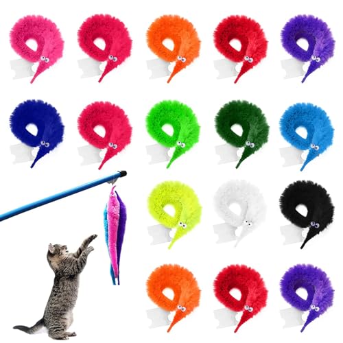 XJKLBYQ Wurm auf Einer Schnur, magische Würmer, weiche Spielzeugfarbe unsichtbarer Twisty Raupe -Spielzeug, 16 Farben Katzenspielzeug für Kinder Trick Carnival Party Gefälligkeiten von XJKLBYQ