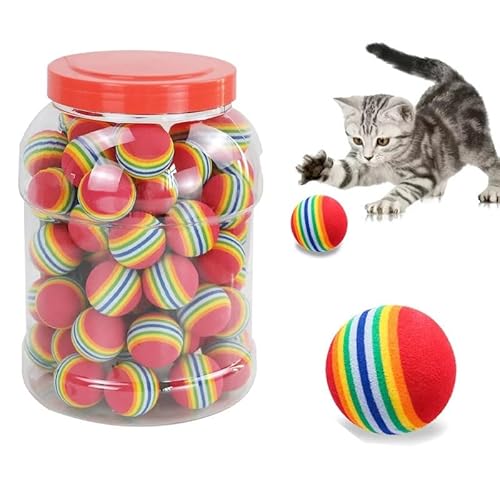 XJPXFQ 1 x Regenbogen-Eva-Katzenspielzeug, interaktives Spielzeug für Katzen und Hunde, zum Kauen und Kratzen, EVA-Ball, Trainingsbälle (62 mm) von XJPXFQ