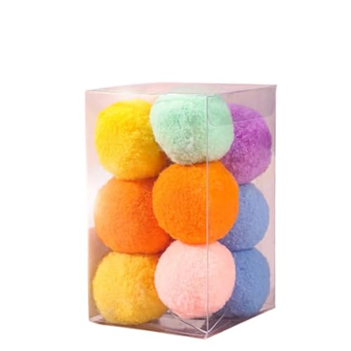 XJPXFQ 10 stücke Nette Lustige Katze Spielzeug Stretch Plüsch Ball Ball Kreative Bunte Interaktive Katze Pom Pom Katze Kauen Spielzeug Übung von XJPXFQ