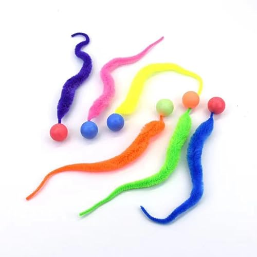 XJPXFQ 1PC Zufällige Farbe Katzenspielzeug Elastischer Ball Farbige Raupe Desig Nichtelektrische Robuste Kunststoffkonstruktion Katzenspielzeug(2) von XJPXFQ