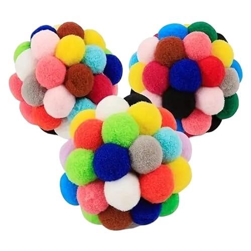 XJPXFQ 3 STÜCKE Katzenspielzeug Katze Plüschball Spielzeug Haustier Elastischer Glockenball Selbst Hallo Ball Spielen Katze Bunter Ball Katzenspielzeug Interaktiv(Large Size 3 pcs) von XJPXFQ
