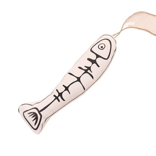 XJPXFQ Katze Lustige Katze Kaustäbchen Hängender Käfig Selbstheilung Zur Linderung Von Langweiligem Papierklang Katzenminze Baumwollfischspielzeug Interaktives Spielzeug(Bone Fish) von XJPXFQ