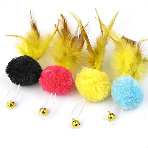 XJPXFQ Katzen-Regenbogenball, gestreifter Katzen-Ersatzkopf, Federzubehör, Glocke, Kätzchen, Fangen, Spielen, interaktives Haustierzubehör(08) von XJPXFQ