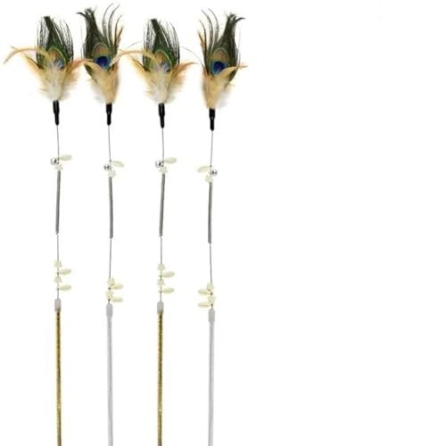 XJPXFQ Katzenspielzeug Feder Katzenstäbchen Federn Stahldrahtgriff Feder Interaktives Katzenspielzeug Bissfestes Spielzeug for Necken Von Katzen(Silver Handle) von XJPXFQ