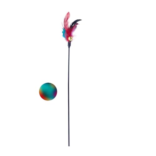 XJPXFQ Lustiges Kätzchen-Katzenspielzeug, interaktives Spielzeug, Stab mit Glocke und Feder, Spielzeug for Katzen, Stab, Draht, Chaser, Spielzeug, zufällige Farbe von XJPXFQ