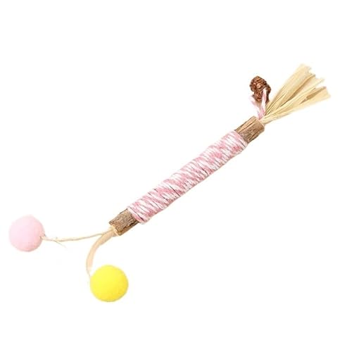 XJPXFQ Natürliches Haustier Katze Holz Polygonum Stick Katze Kätzchen Zahnreinigung Sisal Plüsch Ball Feder Kauen Lustiges Haustier Zubehör Spielzeug(1) von XJPXFQ