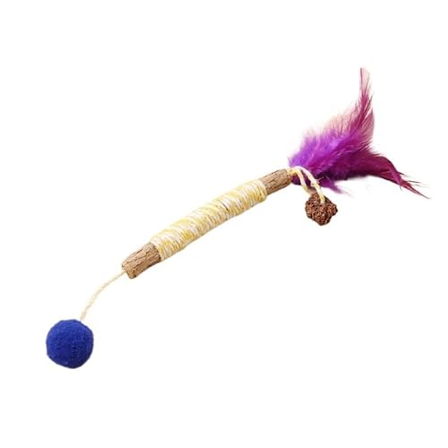 XJPXFQ Natürliches Haustier Katze Holz Polygonum Stick Katze Kätzchen Zahnreinigung Sisal Plüsch Ball Feder Kauen Lustiges Haustier Zubehör Spielzeug(Purple Feather) von XJPXFQ
