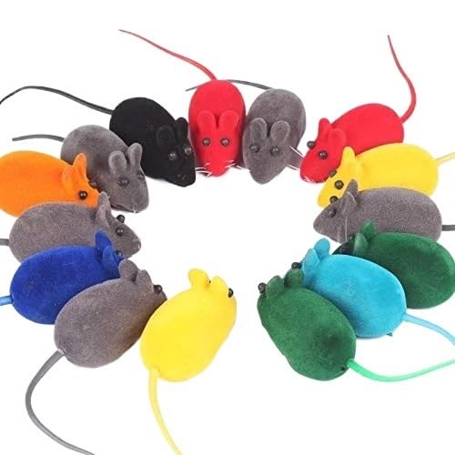 XJPXFQ Quietschende Maus, Katzenspielzeug, interative Beflockung, realistische Maus zum Spielen, lustiges Spielzeug für Kätzchen, Katzenspiel, Haustierbedarf (zufällige Farbe, 3 Stück) von XJPXFQ