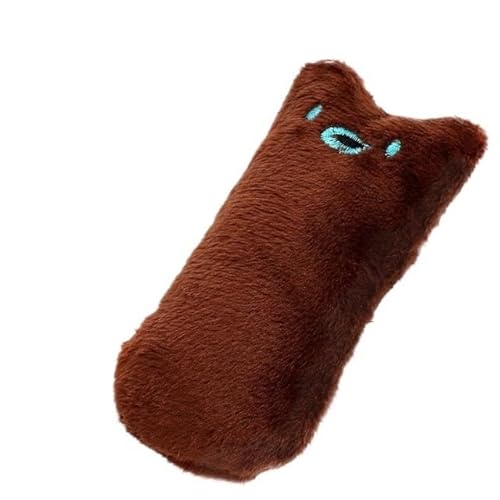 XJPXFQ Zähneknirschen Katzenminze Spielzeug Lustiges interaktives Plüsch Katzenspielzeug Haustier Kätzchen Kauen Stimmspielzeug Krallen Daumen Beißen Katze Minze(Large Coffee) von XJPXFQ