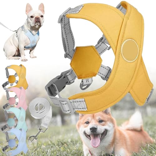 Kein Zug-Hundegeschirr für Haustiere, Adjustable Chewie Cozy Dog Harness, Breathable Escape Proof Dog Vest for Small Medium Large Dogs (Gelb) von XJQ