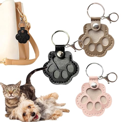 SchlüSselanhäNger Aus Leder Zur Erinnerung An Ihr Haustier, SchlüSselanhäNger füR Tierhaare, Pfotenform Hunde Katze Hair Memorial Aufbewahrungsbox, füR Handytasche, Damen, MäDchen, Herren (3pcs-a) von XJQ