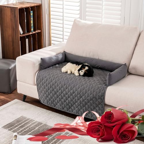 XJQ Pelzbarn Heatreliefim Cooling Dog Bed, Pelzbarn KüHlendes Sofabett, Wasserdichter Couchbezug, Waschbar, rutschfeste Unterseite, Hundecouchbett füR Sofa, Boden, Auto (Dunkelgrau,90 * 135) von XJQ