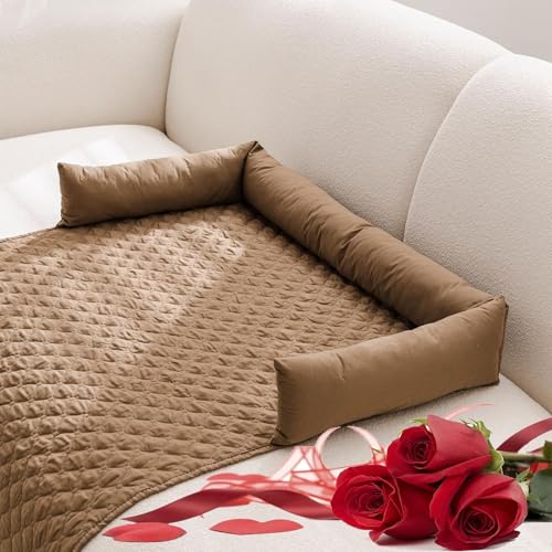 XJQ Pelzbarn Heatreliefim Cooling Dog Bed, Pelzbarn KüHlendes Sofabett, Wasserdichter Couchbezug, Waschbar, rutschfeste Unterseite, Hundecouchbett füR Sofa, Boden, Auto (Kamel,90 * 135) von XJQ