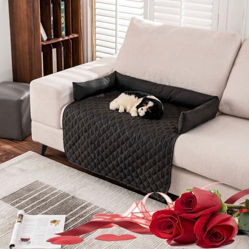 XJQ Pelzbarn Heatreliefim Cooling Dog Bed, Pelzbarn KüHlendes Sofabett, Wasserdichter Couchbezug, Waschbar, rutschfeste Unterseite, Hundecouchbett füR Sofa, Boden, Auto (Schwarz,90 * 135) von XJQ