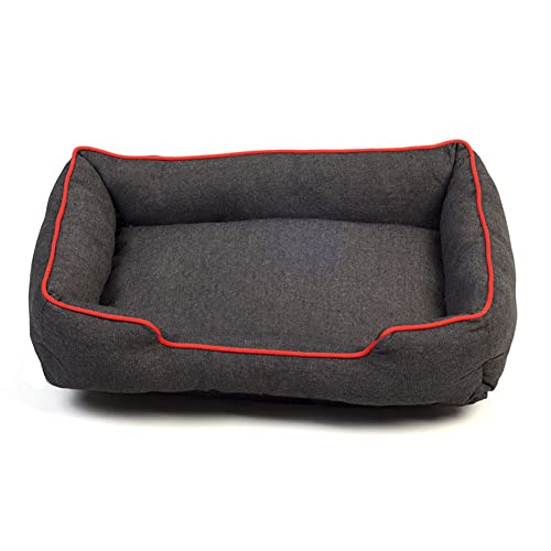 XJST Hunde- und Katzenbett, Plüsch, flauschig, mit rutschfester Unterseite, geeignet für Haushaltstiere, Plüsch, waschbar, Rot, 50 cm von XJST