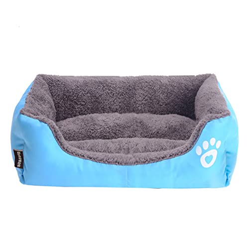 XJST Hundebett für große, mittelgroße und kleine Hunde, Plüsch-Überwurf-Decken, flauschige Schlafmatte, rutschfest, warmes Haustier-Sofa-Bettkissen, geeignet für Haushaltstiere, Blau, L von XJST