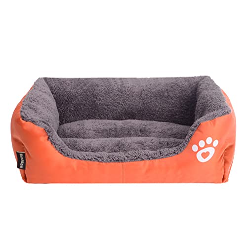 XJST Hundebett für große, mittelgroße und kleine Hunde, Plüsch-Überwurf-Decken, flauschige Schlafmatte, rutschfest, warmes Haustier-Sofa-Bettkissen, geeignet für Haushaltstiere, Orange, Größe M von XJST