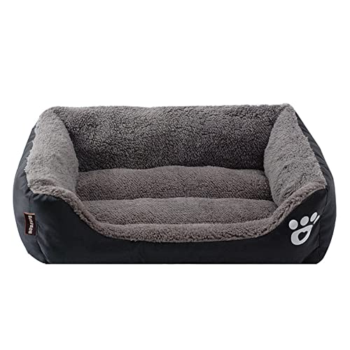 XJST Hundebett für große, mittelgroße und kleine Hunde, Plüsch-Überwurf-Decken, flauschige Schlafmatte, rutschfest, warmes Haustier-Sofa-Bettkissen, geeignet für Haushaltstiere, Schwarz, S von XJST