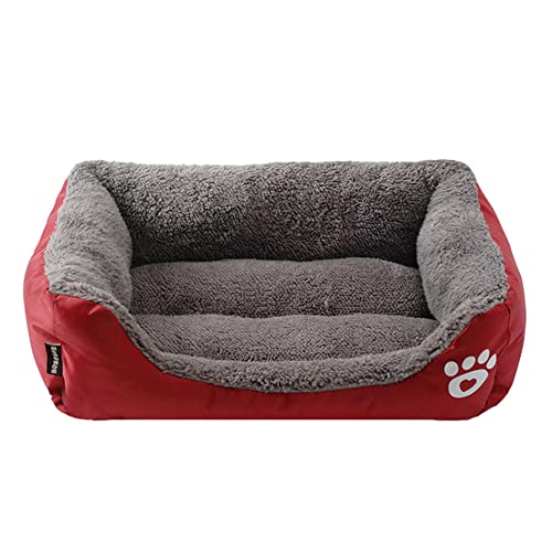 XJST Hundebett für große, mittelgroße und kleine Hunde, Plüsch-Überwurf-Decken, flauschige Schlafmatte, rutschfest, warmes Haustier-Sofa-Bettkissen, geeignet für Haushaltstiere, Weinrot, Größe M von XJST