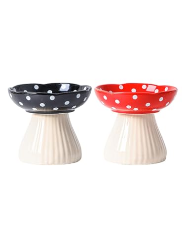 XJYYLX Keramik-Katzennapf, erhöht, niedlich, erhöhter Katzennapf, Schnurrhaarfreundlich, erhöhter Katzennapf für Futter und Wasser, rot + schwarz, 15,2 cm breit, für erwachsene Katzen, kleine Hunde XJYYLX Keramik-Katzennapf, erhöht, niedlich, erhöhter Katzennapf, Schnurrhaarfreundlich, erhöhter Katzennapf für Futter und Wasser, rot + schwarz, 15,2 cm breit, für erwachsene Katzen, kleine Hunde von XJYYLX